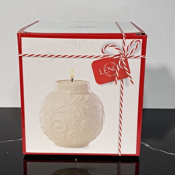Lenox Ornamental Glow Holly Scrollwork Votive - NIB - Picture 1 of 10